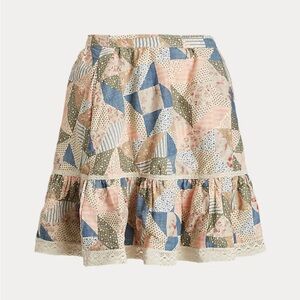 Polo Ralph Lauren patchwork multi color cottagecore boho skirt ruffle lace NWT
